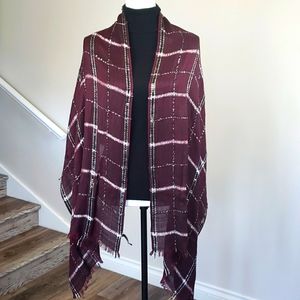 Ann Taylor Sequined Scarf Wrap in Burgundy Black Cream